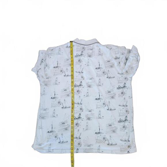 Island Blue Men's White Polo Shirt with Nautical Print, XL - Picture 6 of 6